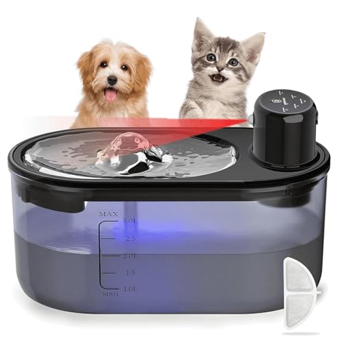 subteenmate Wireless Cat Water Fountain, Rechargeable, Battery Operated, 3L/108oz Pet Water Fountain for Cat Inside, Cordless Cat Fountain with Motion Sensor, Silent Dog Water Fountain with 1 Filter