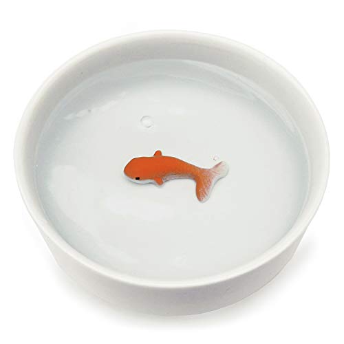 Suck UK | Ceramic Cat Bowl | Cat Bowls for Water with 3D Fish | Cat Feeding & Watering Supplies | Interactive Cat Water Bowl for Adult Cats Or Kittens | Novelty Cat Gifts & Gifts for Cat Lovers White