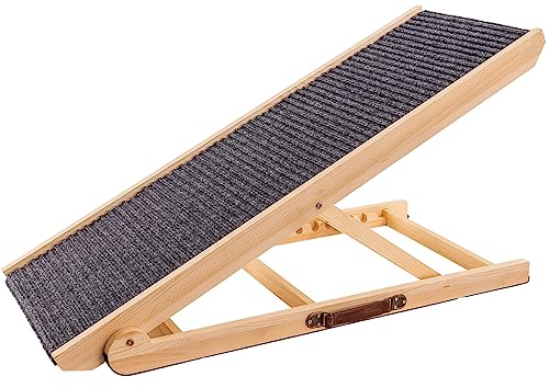 SUN & SUMMER 25" Tall Dog Ramp, 6 Adjustable Pet Ramp for Large Dog, Folding Portable Pet Ramp with Handrail and Non Slip Carpet Surface, Paw Ramp for High Beds, SUV, Couch, Sofa