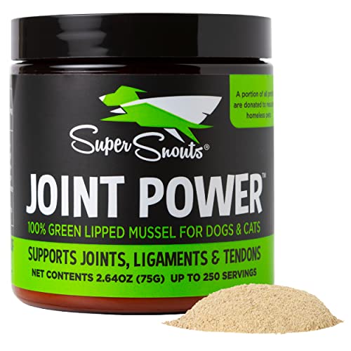 Super Snouts Joint Power 100% Green Lipped Mussels for Dogs & Cats - Dog Joint Supplement Powder Supports Joints, Tendons, Ligaments (2.64 oz)