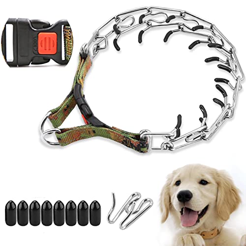 Supet Dog Prong Collar, Adjustable Dog Training Collar with Buckle for Small Medium Large Dogs(Packed with One Extra Links)