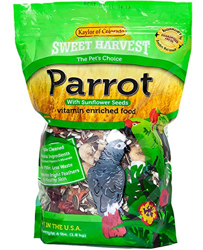 Sweet Harvest Parrot Bird Food (with Sunflower Seeds), 4 lbs Bag - Seed Mix for a Variety of Parrots