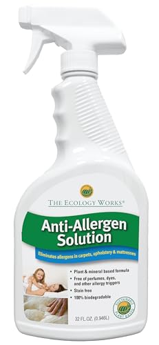 The Ecology Works Solution - Plant-Based Dog & Cat Allergy Spray, Dander Remover, & Dust Mite Waste Reducer for Relief from Allergies - For Cleaning Home, Bedding & Furniture Naturally, Fragrance-Free