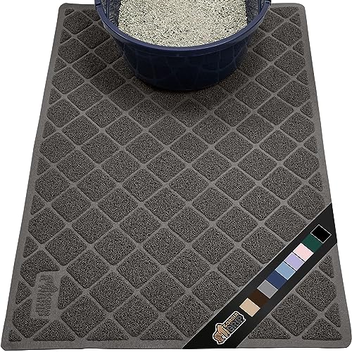 The Original Gorilla Grip 100% Waterproof Cat Litter Box Trapping Mat, Easy Clean, Textured Backing, Traps Mess for Cleaner Floors, Less Waste, Stays in Place for Cats, Soft on Paws, 35x23 Charcoal