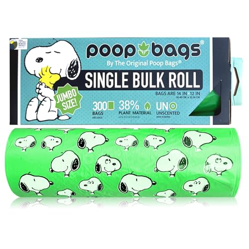 The Original Poop Bags® Peanuts Bulk Dog Poop Bags Rolls, Single Rolls Poop Bags For Dogs, 300 Counts Doggie Poop Bags, Plant Based Doggy Poop Bags, Extra Thick Dog Poop Bag, Jumbo Large Dog Poop Bags