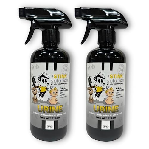 The Stink Solution Urine Odor Eliminating Spray Completely Removes Pee Smells From Kids & Pets. Safely Removes Urine From Furniture, Carpet, Clothes, & More - 2 16 oz Bottles (Wee Wee Fresh Scent)