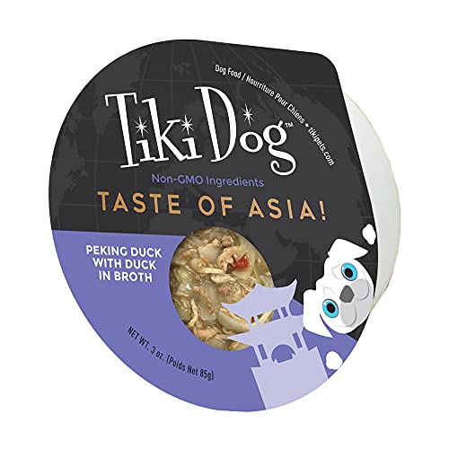 Tiki Dog Taste of The World Whole Food, Asia Peking Duck Recipe in Duck Broth, Culinary Inspired High Protein and Moisture Rich Superfoods Wet Dog Food, 3 Oz Cups, Case of 4