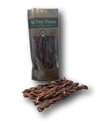 Top Dog Chews - 12" Braided Bully Sticks (10 Pack), 100% Natural Beef Pizzle Sticks, Long-Lasting Dog Chews for Small, Medium and Large Breed Dogs, Healthy Protein-Rich Low-Fat Dog Treats