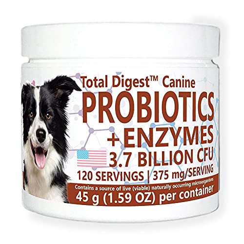 Total Digest™ Canine Probiotics and Enzymes for Dogs, All-Natural Digestive System Dietary Supplement Formula for Dogs (120 Days)