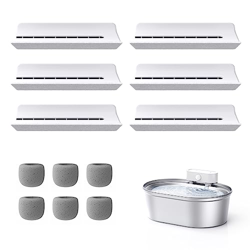 uahpet Stainless Steel Cat Water Fountain Replacement Filters 6 Pack with 8 Filter Sponges