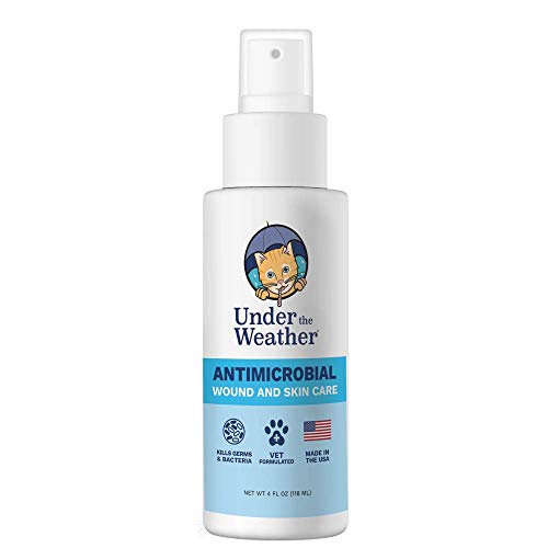 Under the Weather Pet's Antimicrobial Wound Spray for Cats | Antiseptic Pet Skin Treatment Solution for Cuts and Scrapes for Cats | Aid Healing of Insect and Tick Bites for Cats | 4 oz Bottle