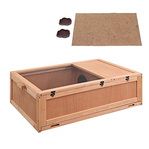 unipaws Tortoise House with Tray, Tortoise Enclosure with Reptile Carpet and Food Bowls for Small Animals, Indoor and Outdoor Large Habitat, Anti-Corrosion and Moisture Proof