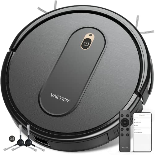 Vactidy Robot Vacuum Cleaner, 2000Pa Suction, Slim, Quiet, Self-Charging, 2.4Gz Wi-Fi/APP Remote Connected Robotic Vacuum Cleaner, Work with Alexa/Siri, Ideal for Pet Hair, Hard Floors