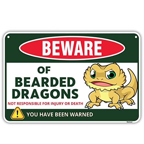 Venicor Bearded Dragon Decor Sign - 8 x 12 Inches - Aluminum - Bearded Dragon Tank Accessories Cage Toy Plush Stuffed Animal Gifts Stuff