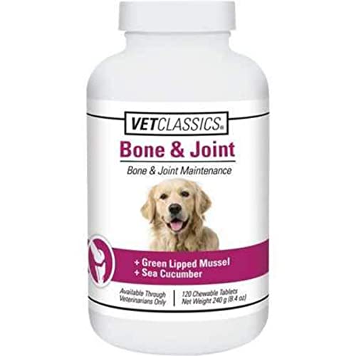 Vet Classics Bone & Joint Maintenance Dog Supplement – Includes Green Lipped Mussel, Sea Cucumber – Supports Development of Healthy Dog Joints, Connective Tissue – Chewable Tablets 120 Ct.