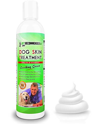 Vet Recommended Dog Dry Skin Cream & Moisturizer - Helps Dog Hair Loss Regrowth - Dry Nose & Cracked Paws - Works with Hot Spots for Dogs - 240ml (8 Oz)