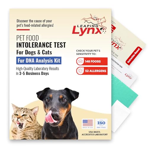 Vet-Recommended Pet Food Sensitivity & Intolerance Test Kit for Dogs & Cats, Lab Fee Included, Results in 3 Days - Fur Analysis for ~200 Foods & Allergens, Allergy Test Kit for All Breeds & Ages