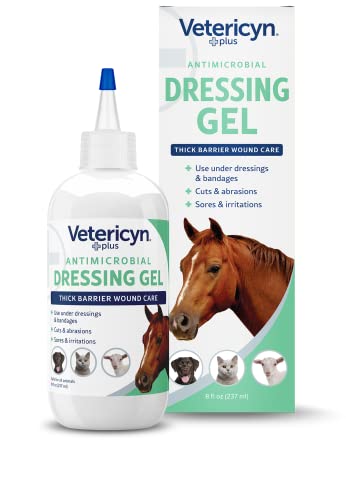 Vetericyn Plus Wound Dressing Gel for Animals| Thick Barrier Wound Care for Cats, Dogs, Horses, and Small Animals, Works on Wounds and Skin Irritations. 8 ounces