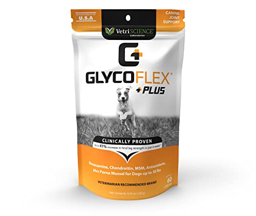 VETRISCIENCE GlycoFlex Plus Hip and Joint Supplement for Small Dogs – Extra-Strength Joint Support Chews for Dogs Under 30 Pounds, with Green Lipped Mussel, Chondroitin, and Glucosamine for Dogs