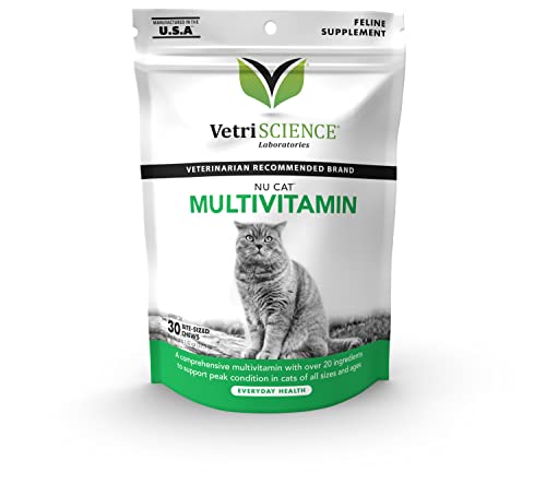 VETRISCIENCE NuCat Multi Vitamin for Cats, 30 Chews - Complete MultiVitamin Supports Skin and Coat, Immune System, Eye Sight and Everyday Wellness