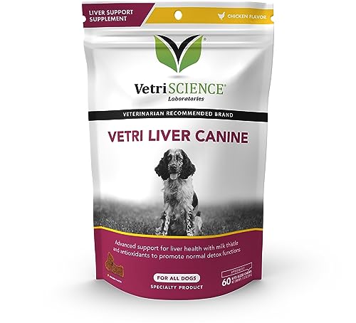 VETRISCIENCE Vetri Liver Canine Milk Thistle Supplement for Dogs – Advanced Liver Supplement for Dogs with Antioxidants, Liver Detox, for Sensitive Stomachs