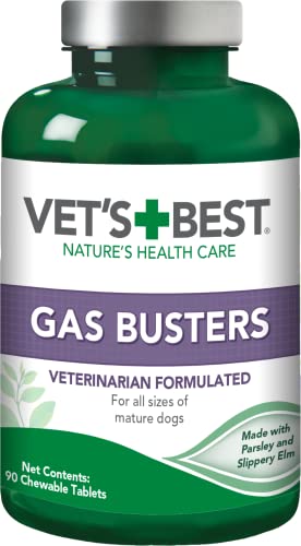 Vet's Best Gas Busters Dog Supplements | Gas, Bloating, Constipation Relief and Digestion Aid for Dogs | 90 Chewable Tablets