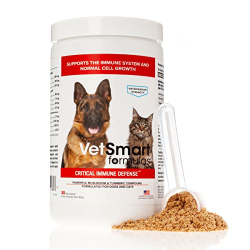 VetSmart Formulas Turkey Tail Mushroom for Dogs Immune Support with Reishi, Shiitake, Maitake Mushroom and Patented White Turmeric Root Extract - Critical Immune Defense for Dogs & Cats