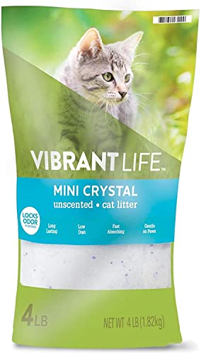 Vibrant Life Cat Litter Ultra Premium Crystals Litter, Unscented Non Clumping Cat Litter 4-Lb, 3 Packages One Pack