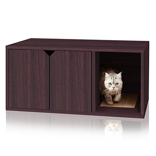 WAY BASICS Cat Litter Box Enclosure Pet House - Odor Control Modern Furniture (Tool-free Assembly) Espresso