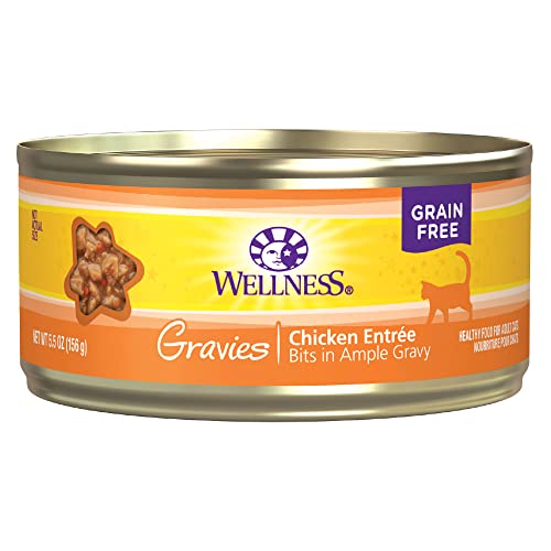 Wellness Complete Health Gravies Grain Free Chicken Dinner Wet Cat Food, Made with Real Chicken, Natural, Wholesome Nutrition 5.5 Ounces (Pack of 12)