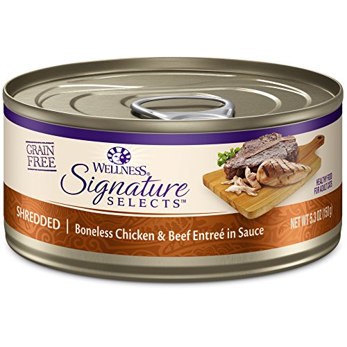 Wellness CORE Grain-Free Signature Selects Wet Cat Food, Natural Pet Food Made with Real Meat (Shredded Chicken & Beef Entree, 5.3 Ounces, Pack of 12)