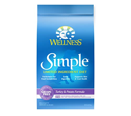 Wellness Natural Pet Food Wellness Simple Natural Limited-Ingredient Grain-Free Dry Dog Food, Easy to Digest for Sensitive Stomachs, Supports Skin & Coat (Turkey and Potato, 26-Pound Bag)