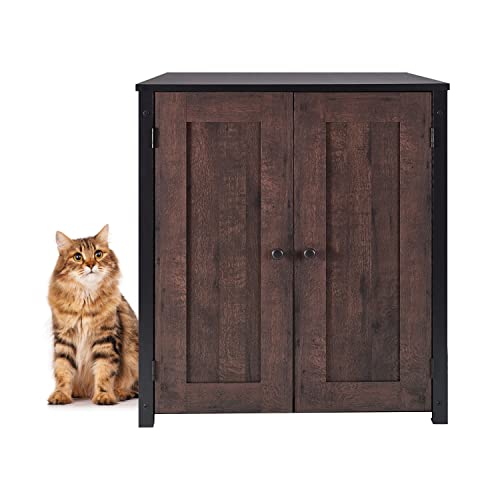 Whisker Litter-Robot Storage Cabinet and Litter Box Enclosure, 30.7" W x 28.1" D x 34.3" H, Coffee Oak Finish, Stylish + Durable Hidden Litter Box Furniture, Cat Box Furniture + Enclosure