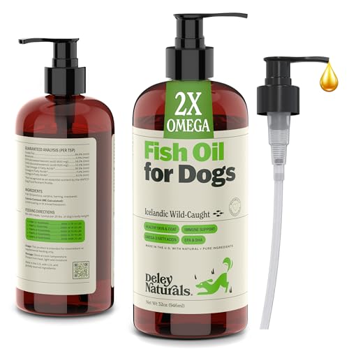 Wild Caught Fish Oil for Dogs - 32oz - Omega 3-6-9, GMO-Free - Reduces Shedding, Supports Skin, Coat, Joints, Heart, Brain, Immune System - Highest EPA & DHA Potency - Only Ingredient is Fish