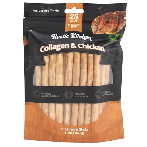 Wild Eats Chicken Collagen Sticks for Dogs, 25 Count, Bully Sticks for Large, Medium, and Small Dogs