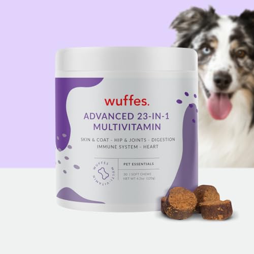 Wuffes 23-in-1 Chewable Dog Multivitamin&Supplements - Dog Multivitamin for Small&Large Breed - Pet Vitamins and Minerals for Coat, Heart, Hips&Joints, Digestion&Immune System, 30 Soft Chews (23-in-1)