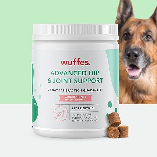 Wuffes Chewable Dog Hip and Joint Supplement for Large Breeds - Glucosamine & Chondroitin Chews - Dog Joint Supplements & Vitamins - Extended Joint Care - 30 Count