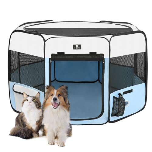 X-ZONE PET Portable Foldable Pet Dog Cat Playpen Crates Kennel/Premium 600D Oxford Cloth,Removable Zipper Top, Indoor and Outdoor Use