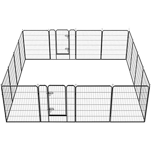 Yaheetech 40-inch Pet Playpen with Door Pet Playpen for Large and Small Animals, Foldable Dog Exercise Pens Indoor & Outdoor 16 Panel