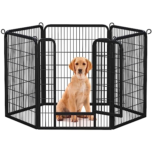 Yaheetech Heavy Duty Extra Wide Dog Playpen, 6 Panels Outdoor Pet Fence for Medium/Small Animals Foldable Puppy Exercise Pen for Garden/Yard/RV/Camping 40 Inch Height x 32 Inch Width
