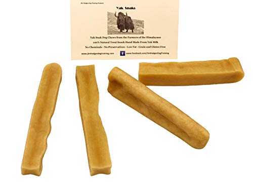 Yak Snak Dog Chews - All Natural Hard Cheese Himalayan Dog Treats - Long Lasting Dog Chews, Made from Yak Milk, Small, Medium. Large & Extra Large Sizes (Small 4-Pack)