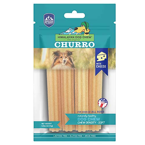 yaky CHURRO Himalaya Cheese Treats | Lactose Free | Gluten Free | Grain Free | USA MADE | for All Breeds | 4 CHURROs per Pouch | Original Cheese Flavor