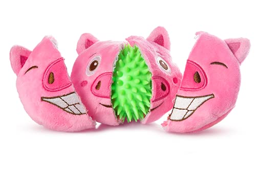 ZENAPOKI Dog Toys for Aggressive Chewers (3in1) - Squeaky and Interactive - for Medium Dogs, Large & Small Breeds - Puppy Teething Chew Toy - Juguetes Perros - Pink