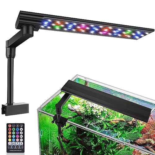 Zingbabu Aquarium Light, 12-20" 20W Full Spectrum LED Clip On Fish Tank Light, 270° Rotation Fish Lamp, Exclusive for 2-15 Gallon Fish Tanks, Freshwater Aquarium Lights for Plants