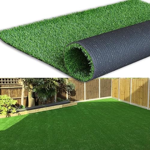 0.7 inch Green Artificial Grass 4FTX6FT, Fake Faux Grass Turf Mat, Indoor Outdoor Garden Dogs Pet Synthetic Grass Carpet Doormat, Rubber Backed with Drainage Holes