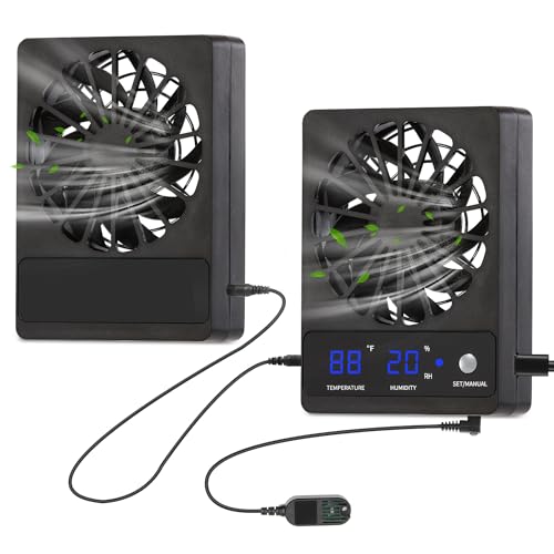 2 Sets，Speed Adjustable Ventilation Fan for Reptile Enclosure, Dehumidifier for Rainforest Terrarium Vivarium, Improving Air Circulation for Amphibians, Reptiles, and Snakes