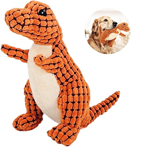2023 New Indestructible Robust Dino, Plush Dog Toy, Indestructible Squeaky Toys for Dogs, Durable Dog Toys for Aggressive Chewers, Chew Toys for Dogs, Interactive Dog Toys for Boredom (A-Orange)