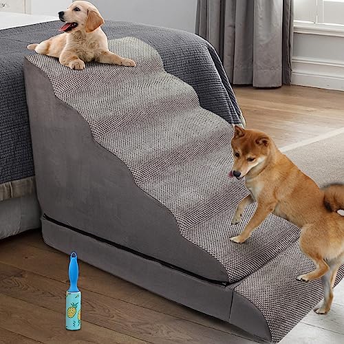 30-36 inches High Foam Dog Stairs & Steps for High Beds Tall, LitaiL 30inch 6 Tier Extra Wide Pet Stairs/Steps for High Beds Large Dogs, Non-Slip Dog Ramps for Small Dogs, for Older Dogs/Cats Injured