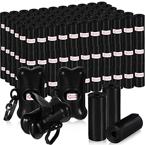 3000 Count Dog Poop Bags Pet Waste Bags for Poop with 3 Dog Poop Bag Dispenser Doggie Poop Bags for Home Outdoor Puppy Walking and Travel, 12 x 8.6 Inch (Black)