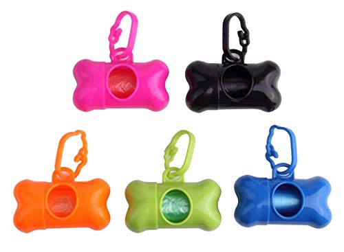 5 PCS Bone Shaped Poop Bag Dispenser Pet Waste Disposal Bag Dispenser With Waste Bag (Random Color)